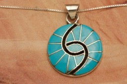 Genuine Sleeping Beauty Turquoise Sterling Silver Zuni Indian Pendant